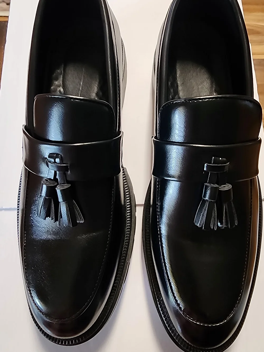 Tassel Platform Loafers Comfortable Wide Round Toe Slip on Lug Sole Low Heel 8.5